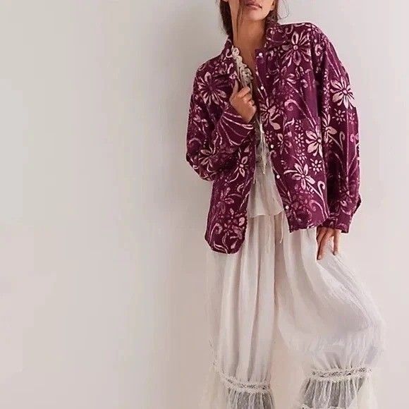 Free People We The Free Calico Flannel Shirt Floral Printed Western L New 285366 - Picture 3 of 8